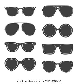Vector set of sunglasses silhouettes. EPS8 illistration. 