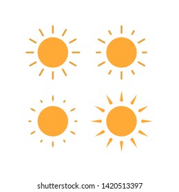 Vector set of suns. Four painted solar symbols.