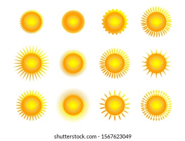 Vector set of suns. Vector illustration