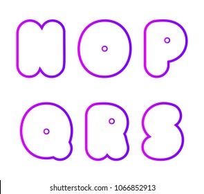 vector set of super bold capital rounded font, letter N, O, P, Q, R, S