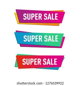 Vector set of super sale modern banner