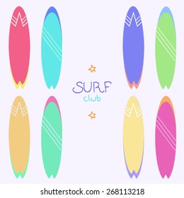 vector set of surfboard