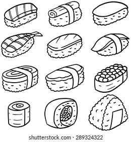 vector set of sushi