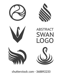 Vector set of swan logo. Logotype for business.