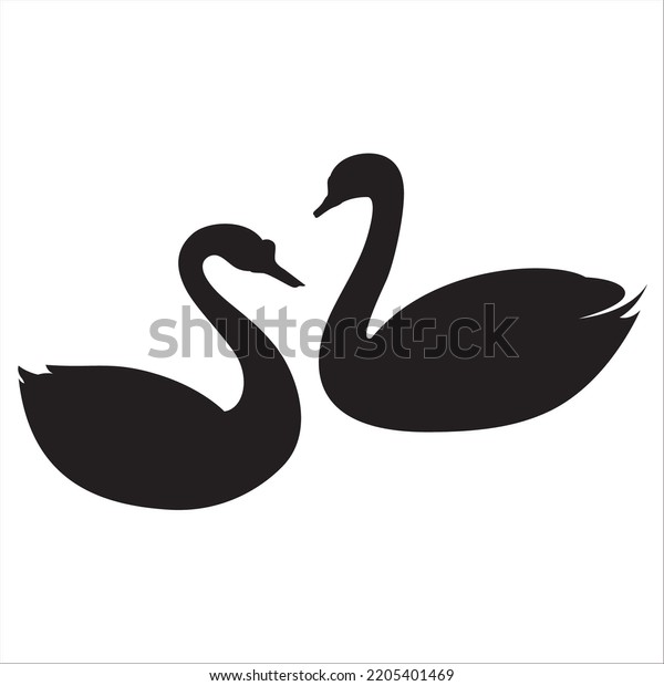 Vector Set Swan Silhouettes Illustration Isolated Stock Vector (Royalty ...