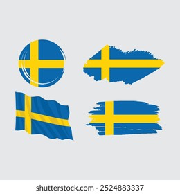 vector set sweden national flag 