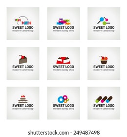 Vector set of Sweet Candy logo icons - Vector Illustration 