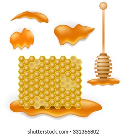 Vector Set of Sweet Honey Isolated on White Background