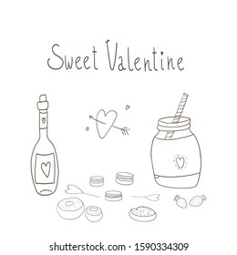 vector set of sweets and gifts for Valentine's day.