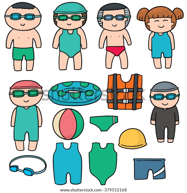 Vector Set Swimmer Swimming Accessories Stock Vector (Royalty Free ...