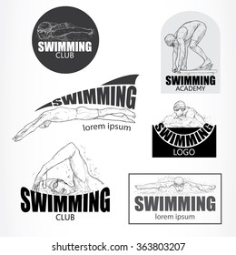 Vector set of Swimming logos, labels, badges and design elements.