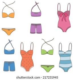 Vector set with swimsuits