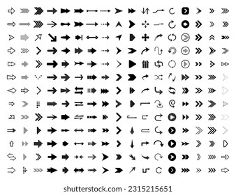 Vector set of swipe arrows black icons. Big collection arrows. arrow icon. black vector arrows.	