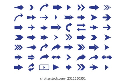 Vector set of swipe arrows blue black icons. collection arrows. arrow icon. black vector arrows.	
