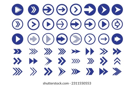 Vector set of swipe arrows blue black icons. collection arrows. arrow icon. black vector arrows.	
