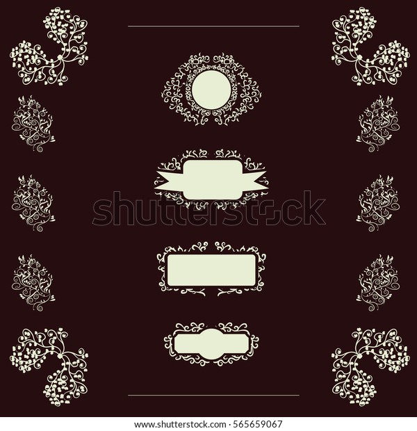 Vector Set of Swirl Banners for Wedding\
Invitations, Cards and various DIY\
projects.\
