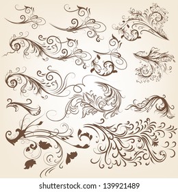 Vector set of swirl vintage ornaments for design