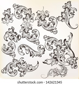 Vector set of swirl vintage ornaments for design