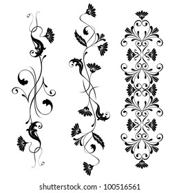 Vector set swirling decorative floral elements ornament