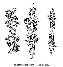Vector set swirling decorative floral elements ornament