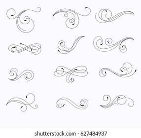 Vector set of swirling flourishes decorative floral elements