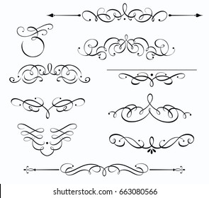 Vector set of swirling flourishes decorative floral elements