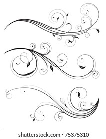 Vector set of swirling flourishes decorative floral elements