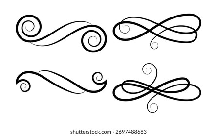 Conjunto de Vector de remolinos en color negro