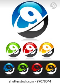 Vector set of swoosh 9 logo icons