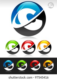 Vector set of swoosh C logo icons