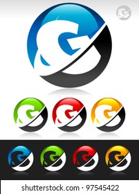 Vector set of swoosh G logo icons