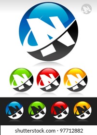 Vector set of swoosh N logo icons