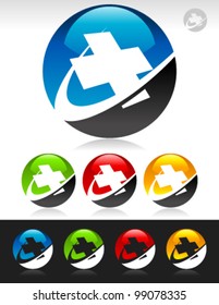 Vector set of swoosh Plus logo icons