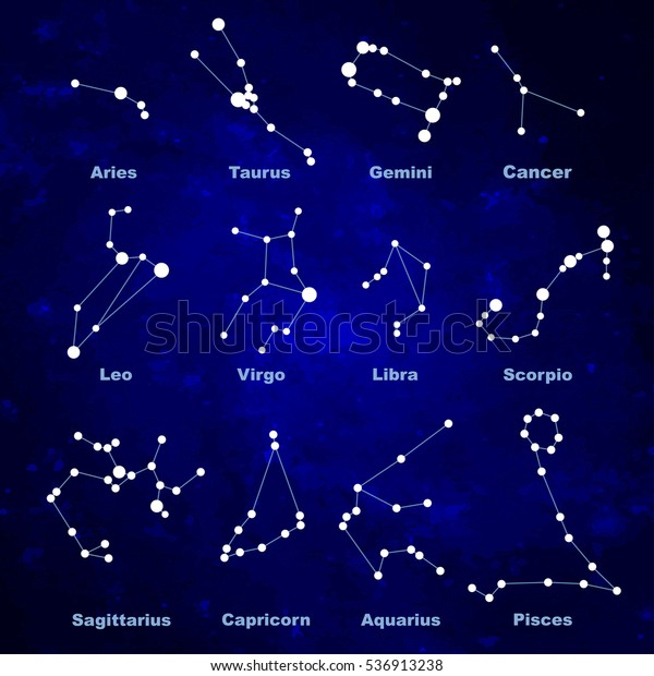 Vector Set Symbol Zodiac Sign Constellations Stock Vector (Royalty Free ...