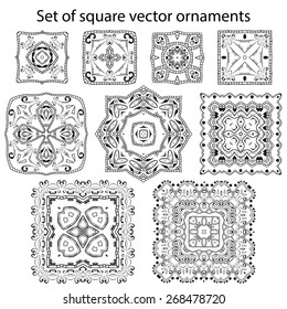 Vector set of symbols. Abstract circle ornament. Decorative retro element
