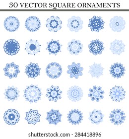 Vector set of symbols. Abstract circle ornament. Decorative retro element