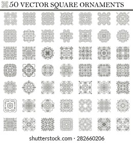 Vector set of symbols. Abstract square ornament. Decorative retro element