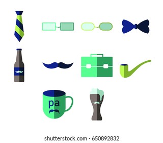 Vector set of symbols representing best dad