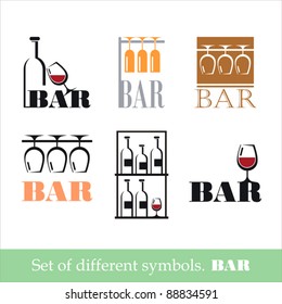 vector set of symbols for a restaurant, cafe and bar
