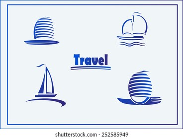 Vector Set of symbols yachts, ships