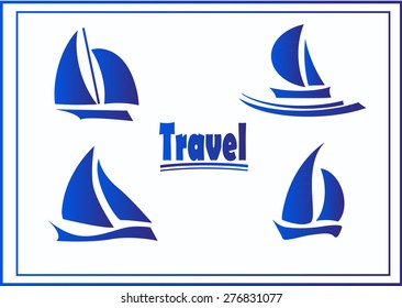 Vector Set of symbols yachts, ships