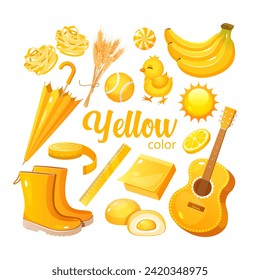 Vector set with symbols in yellow color.