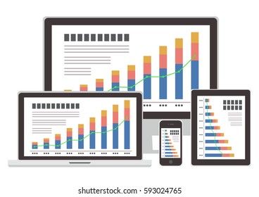 Vector set : "Table" (Gadgets - laptop, desktop computer, smart phone, tablet)