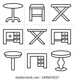 vector set of table icons line design