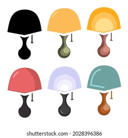 Vector set of table lamp signs isolated on a white background. Simple icons for lamp, bright, lighting, living room and home decor. A modern and minimalist style lamp symbol for decoration home.