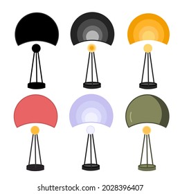 Vector set of table lamp signs isolated on a white background. Simple icons for lamp, bright, lighting, living room and home decor. A modern and minimalist style lamp symbol for decoration home.