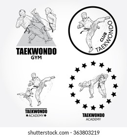 Vector set of Taekwondo logos, labels, badges and design elements.