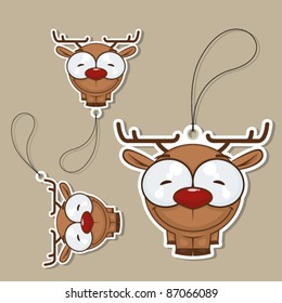 Vector set of tags with cartoon deer.