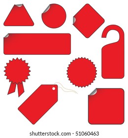 Vector set of tags isolated over white