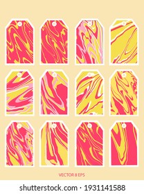 Vector. Juego de etiquetas con texturas de mármol. Conjunto de suaves texturas de mármol para el diseño, tarjetas de visita, postales y otros.